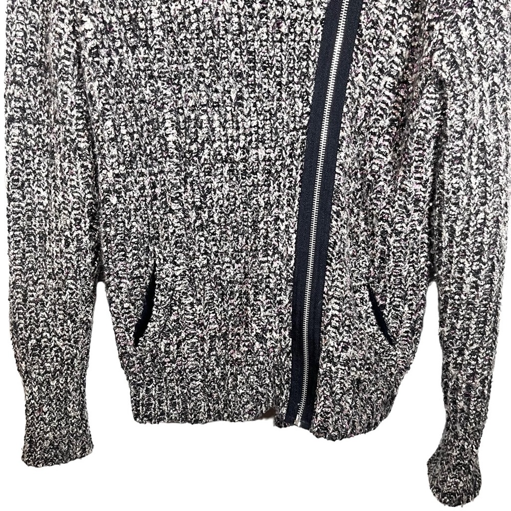Free People Ribbed Knit Asymmetrical Zipper Moto Jacket Size Medium - Picture 6 of 8